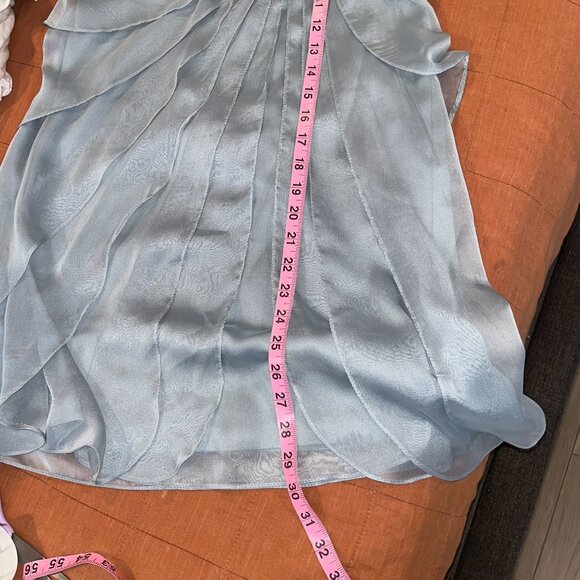 Adrianna Papell Strapless Blue Chiffon Ruffle  Dress Womes 14 - Picture 10 of 12